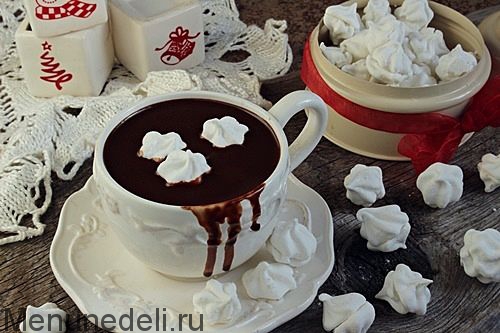 Рецепт горячего шоколада с зефиром | Меню недели
