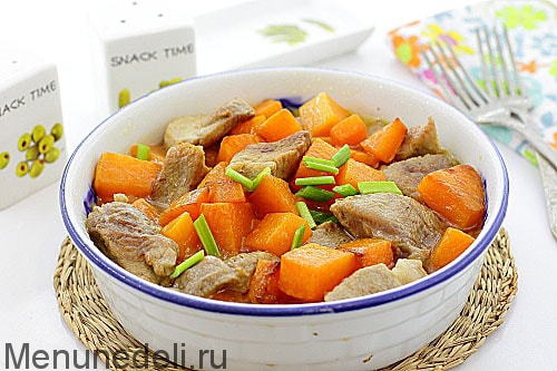Рецепт тыквы с мясом на пару | Меню недели