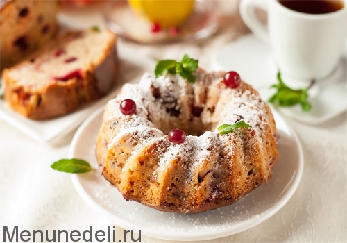 Рецепт пряного кекса с клюквой | Меню недели