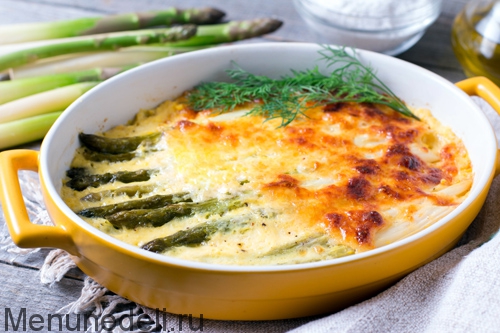 Рецепт спаржи, запеченной со сливками и сыром | Меню недели