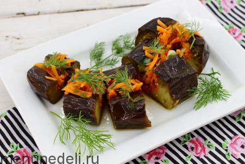 Рецепт баклажанов с морковью и чесноком | Меню недели