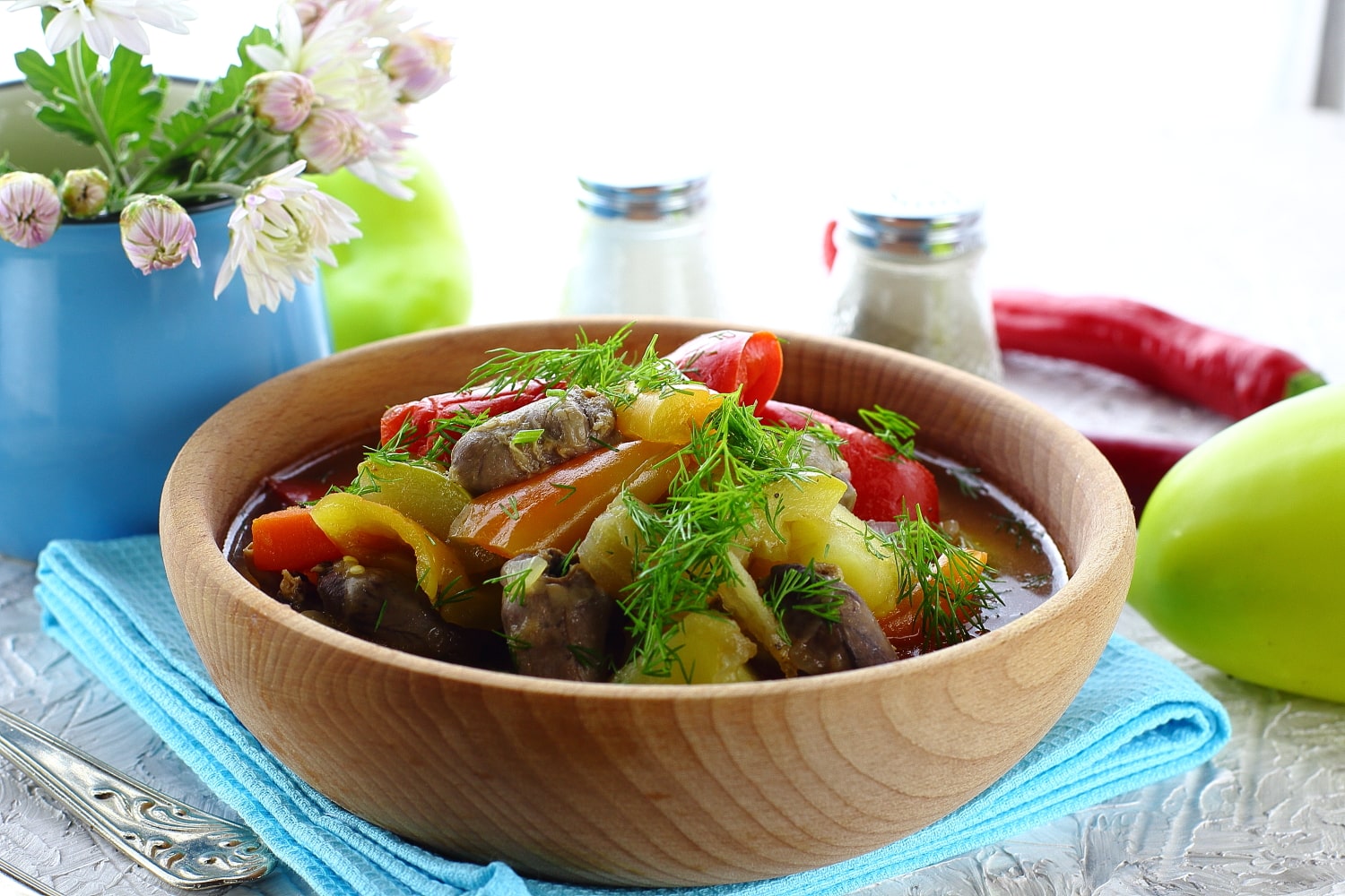 Куриные сердечки с овощами | Меню недели