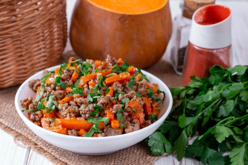 Жареная тыква с мясным фаршем | Меню недели